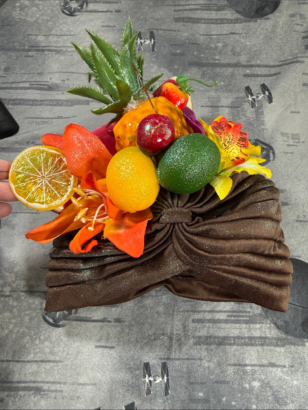 CARMEN MIRANDA RETRO TIKI TROPICAL FRUIT TURBAN HAT